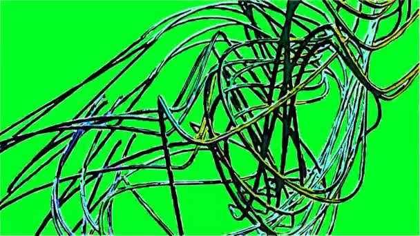 在绿色屏幕上抽象旋转螺旋形的漫画式动画 — 图库视频影像