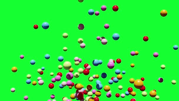 Beweging Van Kleurrijke Geanimeerde Bollen Animatie Groen Scherm — Stockvideo