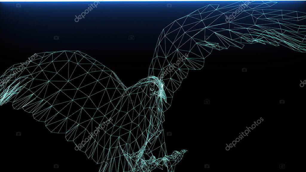 3d illustration - Isolated Low Poly graphic design of Eagle