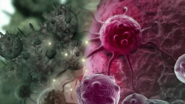 Illustration Damaged Disintegrating Cancer Cell — Stock Photo, Image