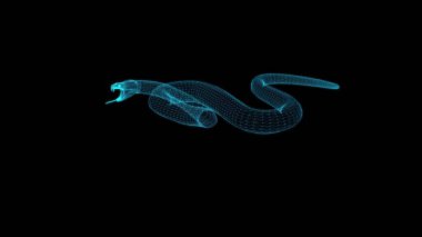 3d illüstrasyon - Hologram Wireframe Biçiminde Yılan