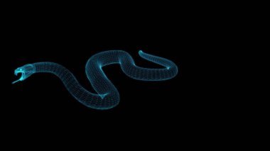 3d illüstrasyon - Hologram Wireframe Biçiminde Yılan