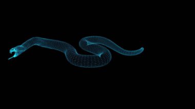 3d illüstrasyon - Hologram Wireframe Biçiminde Yılan