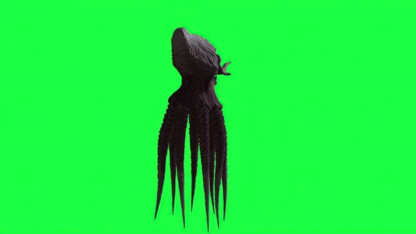 3D图解 绿屏上的怪兽章鱼 — 图库照片