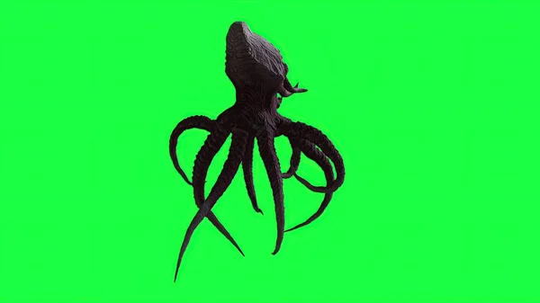 Ilustração Monstro Octopus Tela Verde — Fotografia de Stock