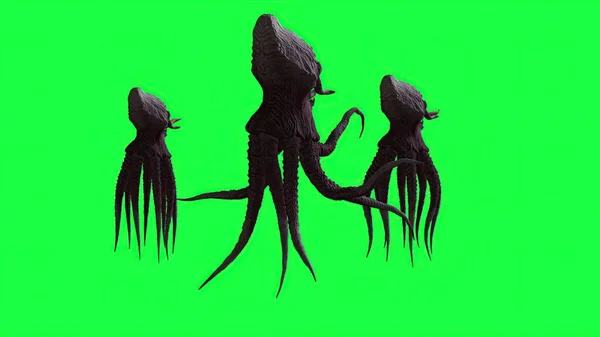 Ілюстрація Monster Octopus Зеленому Екрані — стокове фото
