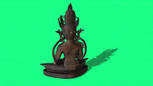 Ilustración Estatua Tibetana Buda Pantalla Verde —  Fotos de Stock