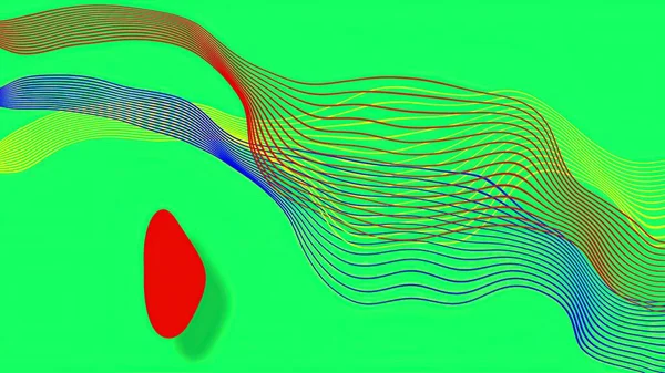 Ilustracja Minimalny Ruch Sztuka Abstrakcyjnych Linii Falujących Zielonej Sceen — Zdjęcie stockowe