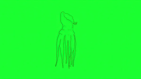 3d illustration - Hand Drawn  of Monster Octopus on green screen