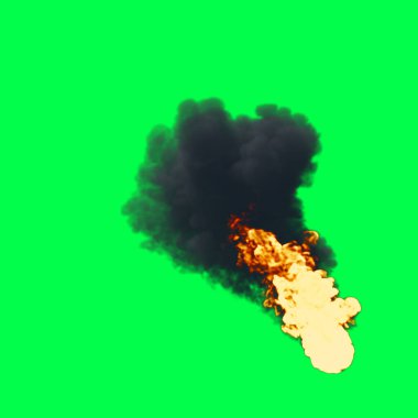 3D illüstrasyon - Yeşil ekranda ateş topu