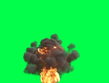 3D illüstrasyon - Yeşil ekranda ateş topu