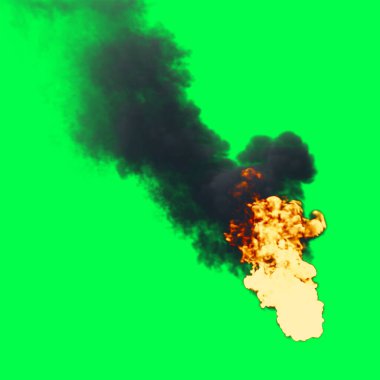 3D illüstrasyon - Yeşil ekranda ateş topu