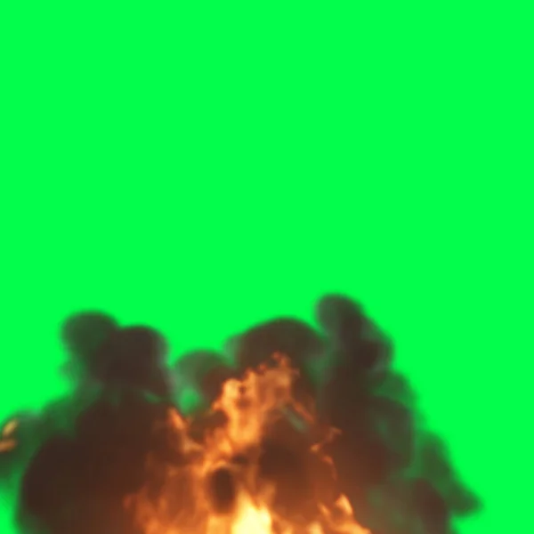 3D图解 绿色屏幕上的火球 — 图库照片