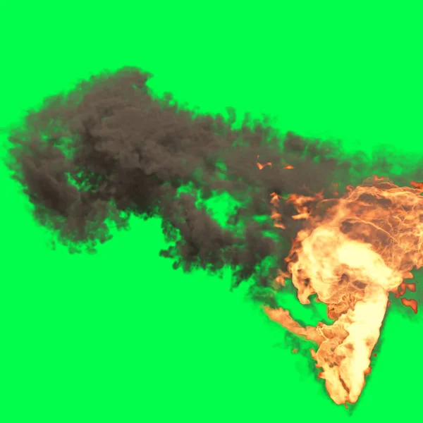 3D图解 绿色屏幕上的火球 — 图库照片