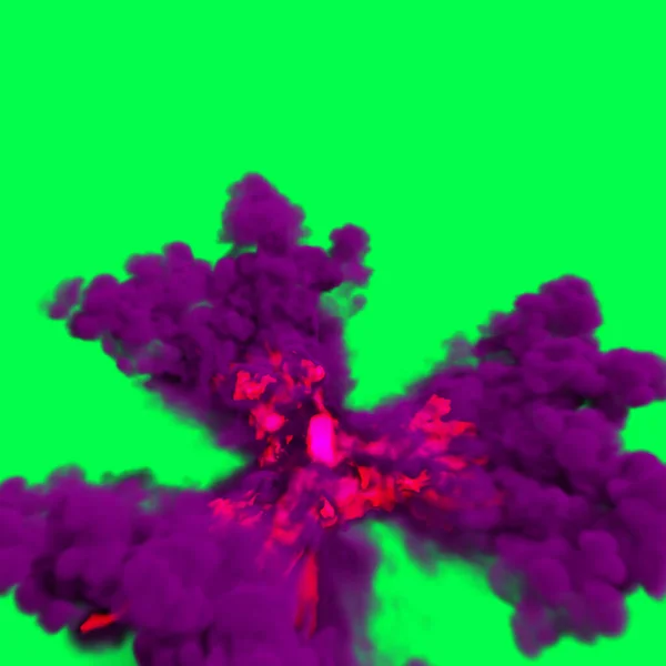 3Dイラスト 緑の画面上の火の玉 — ストック写真