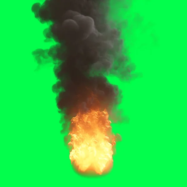 Illustration Fire Ball Green Screen — Stock Photo, Image