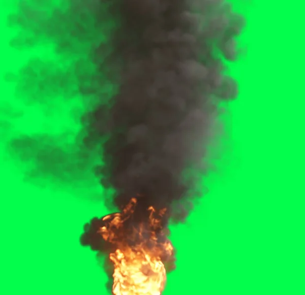 Иллюстрация Огненный Шар Зеленом Экране — стоковое фото