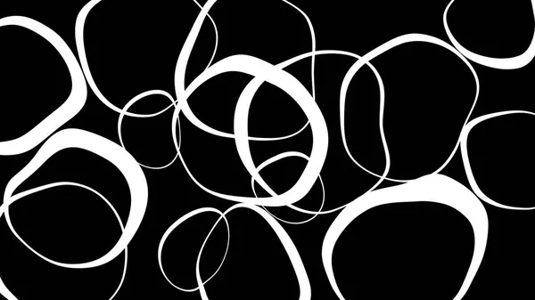 Ilustración Arte Mínimo Formas Circulares Irregulares Sobre Fondo Negro —  Fotos de Stock