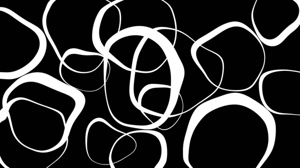 Ilustración Arte Mínimo Formas Circulares Irregulares Sobre Fondo Negro — Foto de Stock