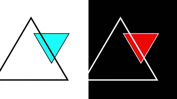 Illustration Minimal Art Two Triangles White Black Background — Stock Photo, Image