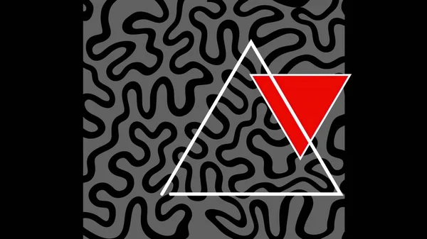 Иллюстрация Минимальное Искусство Два Треугольника Изогнутая Линия Черном Фоне — стоковое фото