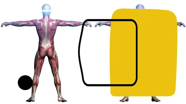 Illustration Yellow Black Rectangle Minimal Art Style Human Anatomy Background — Stock Photo, Image