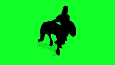 3D animasyon - Erkek Centaur 'un silueti Yeşil ekranda Yarı At Adam