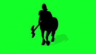3D animasyon - Erkek Centaur 'un silueti Yeşil ekranda Yarı At Adam