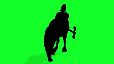 3D animasyon - Erkek Centaur 'un silueti Yeşil ekranda Yarı At Adam