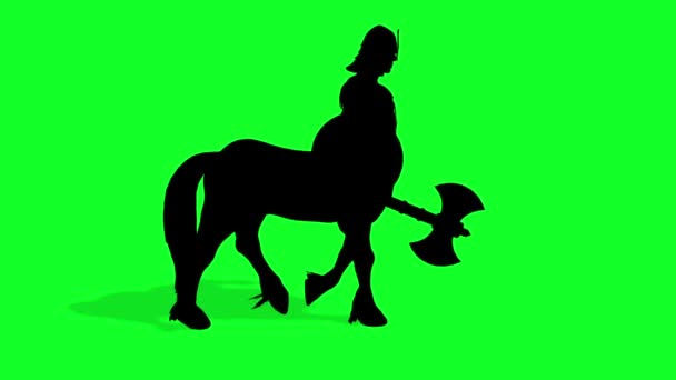 Animatie Silhouet Van Man Centaur Half Horse Half Man Groen — Stockvideo