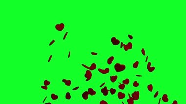 Yeşil ekranda ya da krom anahtarda parlayan kırmızı kalplerin 3 boyutlu modeli. Romantik Aşk Konsepti. 