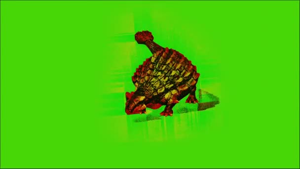 Animation Ankylosaurus Dinosaurs Green Screen Chroma Key Comic Style — Stock Video