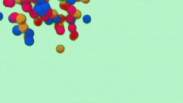 Κίνηση Πολύχρωμα Κινούμενα Σφαίρες Στυλ Κόμικ Animation Πράσινη Οθόνη — Αρχείο Βίντεο