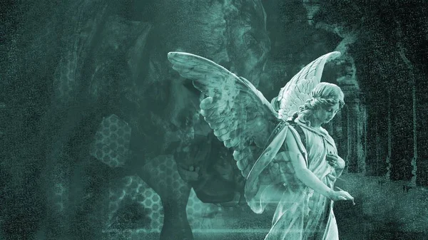 3Dイラスト 翼を持つ死の天使 ロイヤリティフリーのストック画像