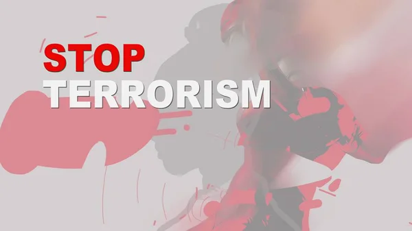 3Dイラスト 単語停止テロと手描きの概念 — ストック写真