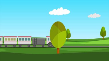 3d illüstrasyon - Kırsal alanın arka planına karşı tren