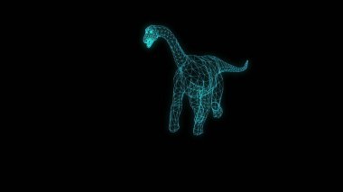 3D illüstrasyon - kablo, Brachiosaurus Siyah Arkaplanda Yürüyor. Jurassic World Dinozorları