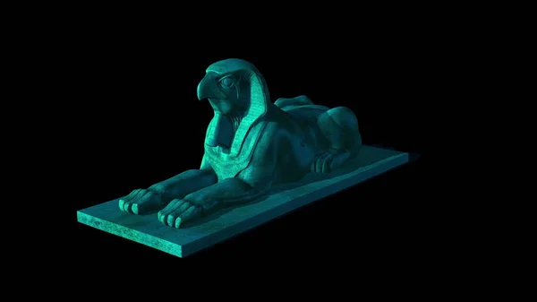 Ilustración Estatua Halcón Sobre Fondo Negro Mito Egipto —  Fotos de Stock