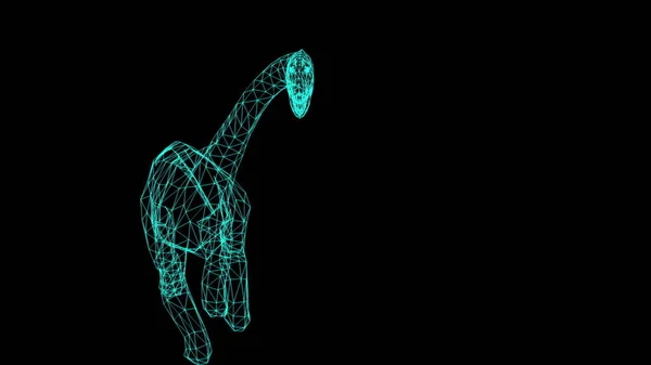 Ilustração Wireframe Brachiosaurus Andando Fundo Preto Jurássico Mundo Dinossauros — Fotografia de Stock