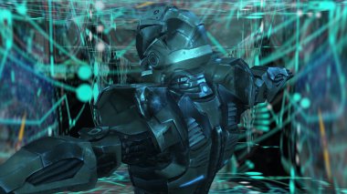 3D illüstrasyon - Fütürist robot, yapay zeka CGI büyük veri analizi ve programlama