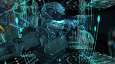 3D illüstrasyon - Fütürist robot, yapay zeka CGI büyük veri analizi ve programlama