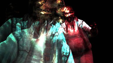 3D illüstrasyon - Efektli Korkunç Zombi