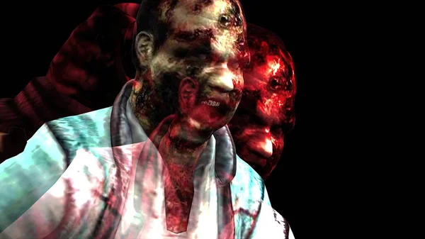 3D说明 恐怖僵尸与效果 — 图库照片