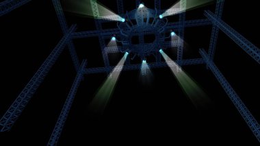 3D illüstrasyon - Sahne Wuith Sahnesi Sahne Işıkları ve Sahne Işıkları