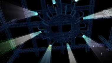 3D illüstrasyon - Sahne Wuith Sahnesi Sahne Işıkları ve Sahne Işıkları