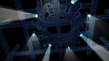 3D illüstrasyon - Sahne Wuith Sahnesi Sahne Işıkları ve Sahne Işıkları