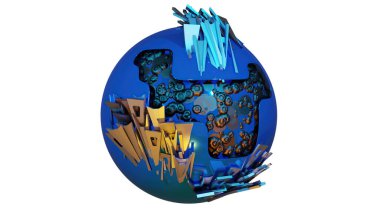 3d illüstrasyon - metal plakaların bileşimi soyut şekil verir