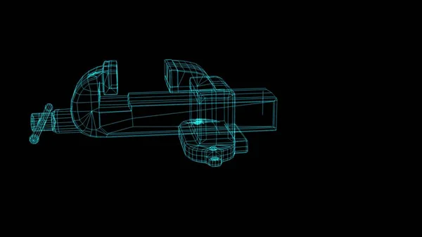 Ilustração Armação Arame Metal Vice Ferramentas Bancada Close Tela Preta — Fotografia de Stock