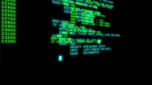 Illustratie Hacker Code Loopt Naar Beneden Een Computer Scherm Terminal — Stockfoto
