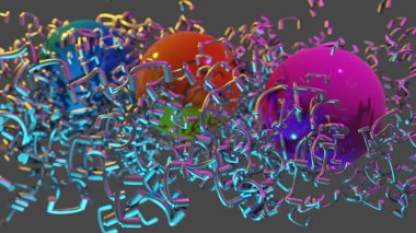 3d illüstrasyon - metal boruların bileşimi soyut şekil